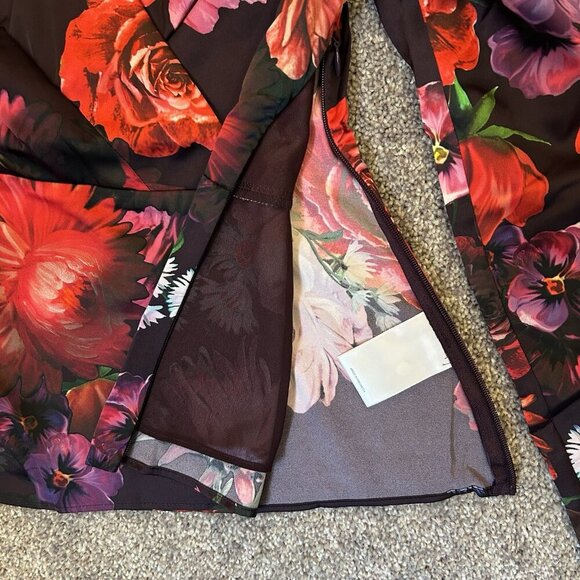 Express Women's Satin Wrap Top Size XS Floral Long Puff Sleeve V-Neck NWT $64 - Picture 11 of 16